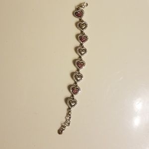Brighton pink and white silver heart bracelet